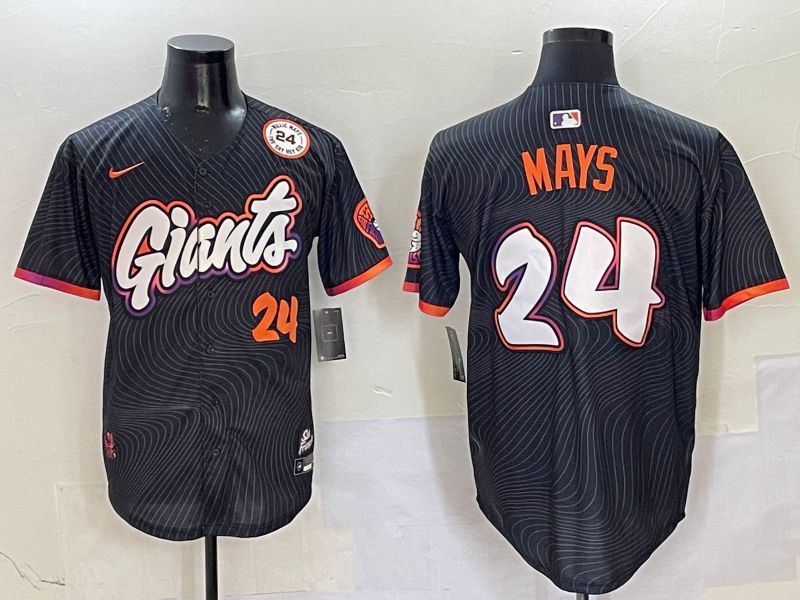 Men San Francisco Giants #24 Mays Black Second generation Joint Name 2025 Nike MLB Jersey style 3